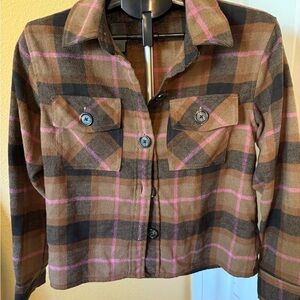 Steve Madden Brown Plaid Button Down Shirt